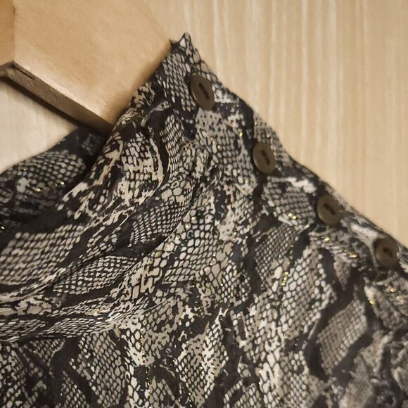 Zara Women's Snake Print Semi Sheer High Neck Blouse Medium - Picture 5 of 10